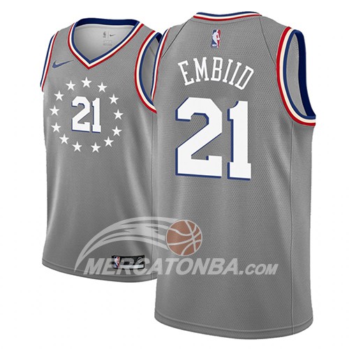 Maglia NBA Philadelphia 76ers Joel Embiid Ciudad 2018-19 Grigio